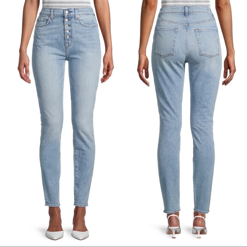 7 For All Mankind High-Rise Buttoned Skinny Jeans